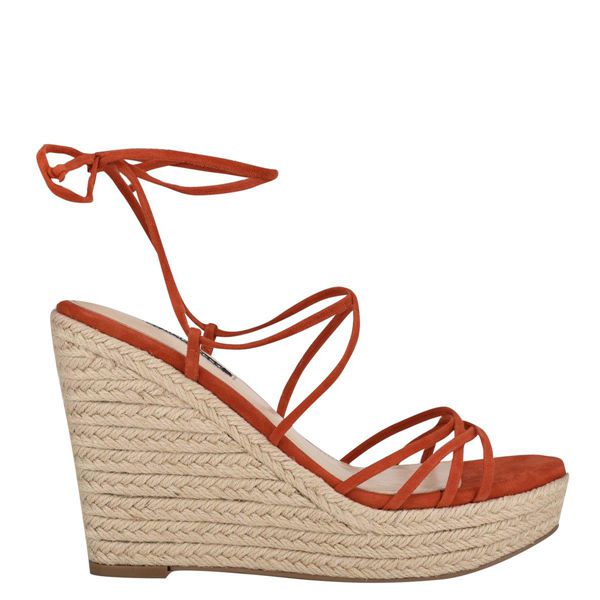 Nine West Havefun Ankle Wrap Espadrille Red Wedge Sandals | South Africa 76E35-0P17